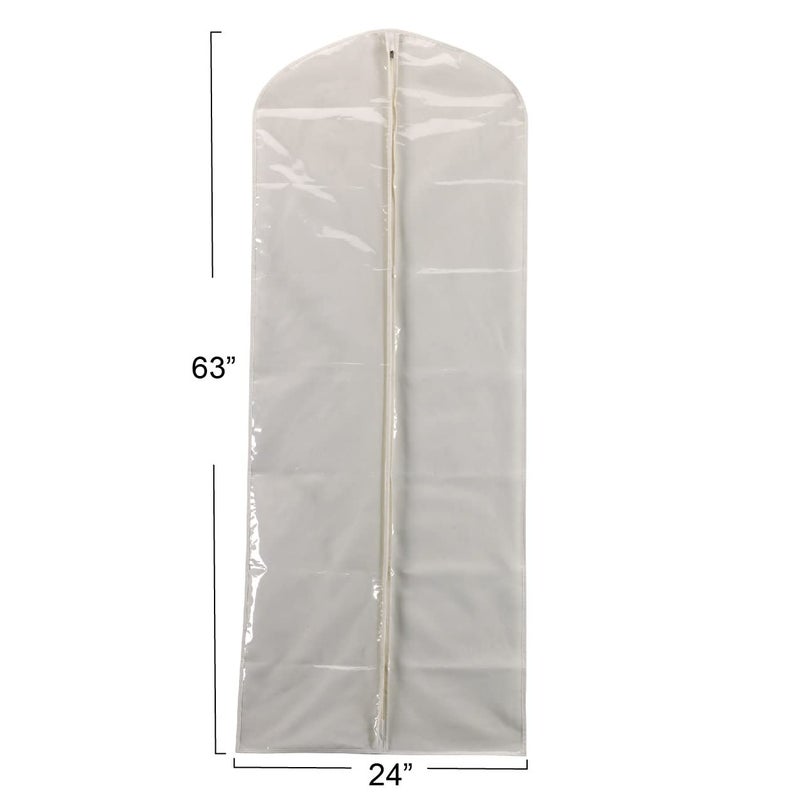 Household Essentials 311395 Hanging Garment Bag Dress Natural Cotton Canvas with Clear Vinyl Cover, Gown Protector,Off-White - Image 4
